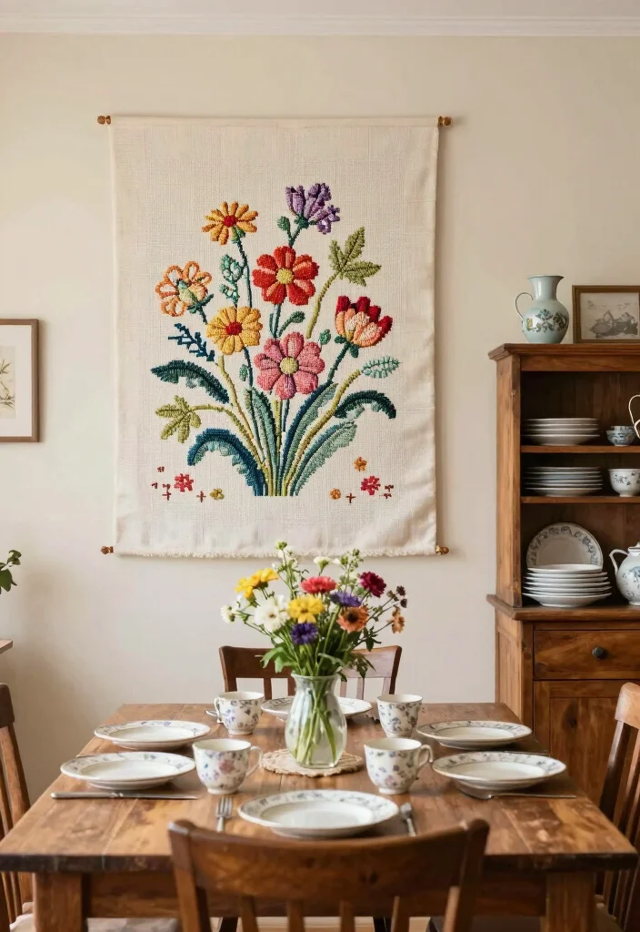 17 Cross Stitch Wall Art Ideas With Handmade Charm - 1. Classic Floral Patterns 1