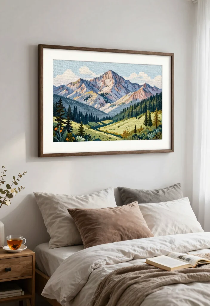17 Cross Stitch Wall Art Ideas With Handmade Charm - 11. Nature-Inspired Landscapes 1