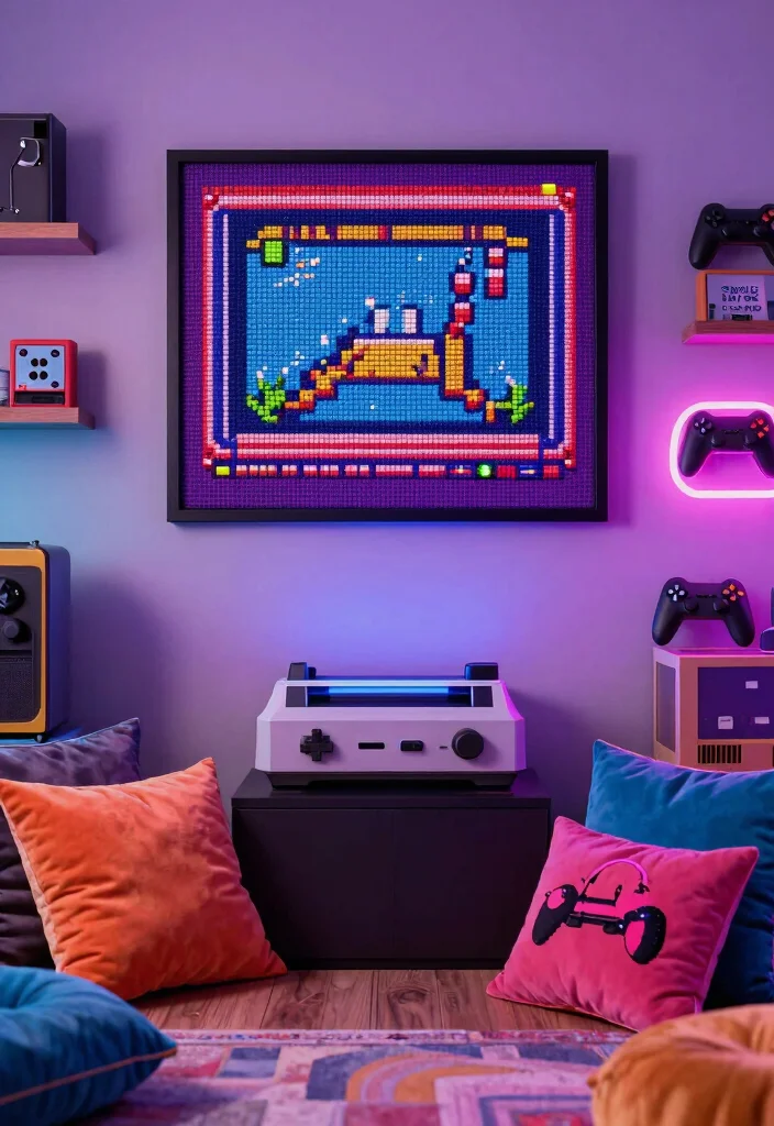17 Cross Stitch Wall Art Ideas With Handmade Charm - 15. Retro Video Game Art 1