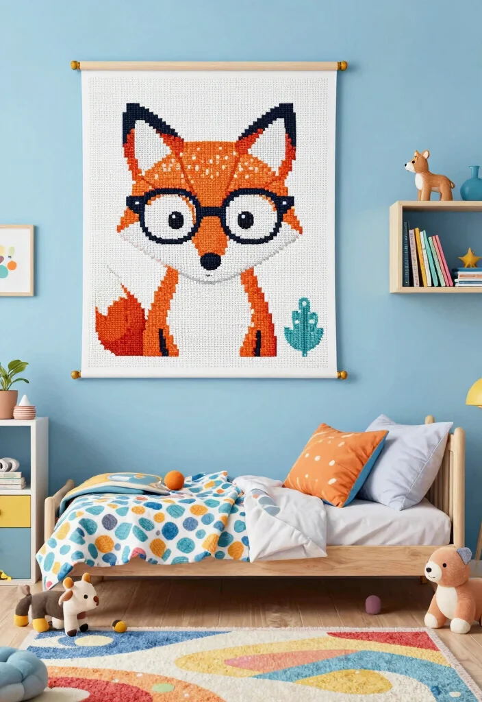 17 Cross Stitch Wall Art Ideas With Handmade Charm - 3. Whimsical Animals 1