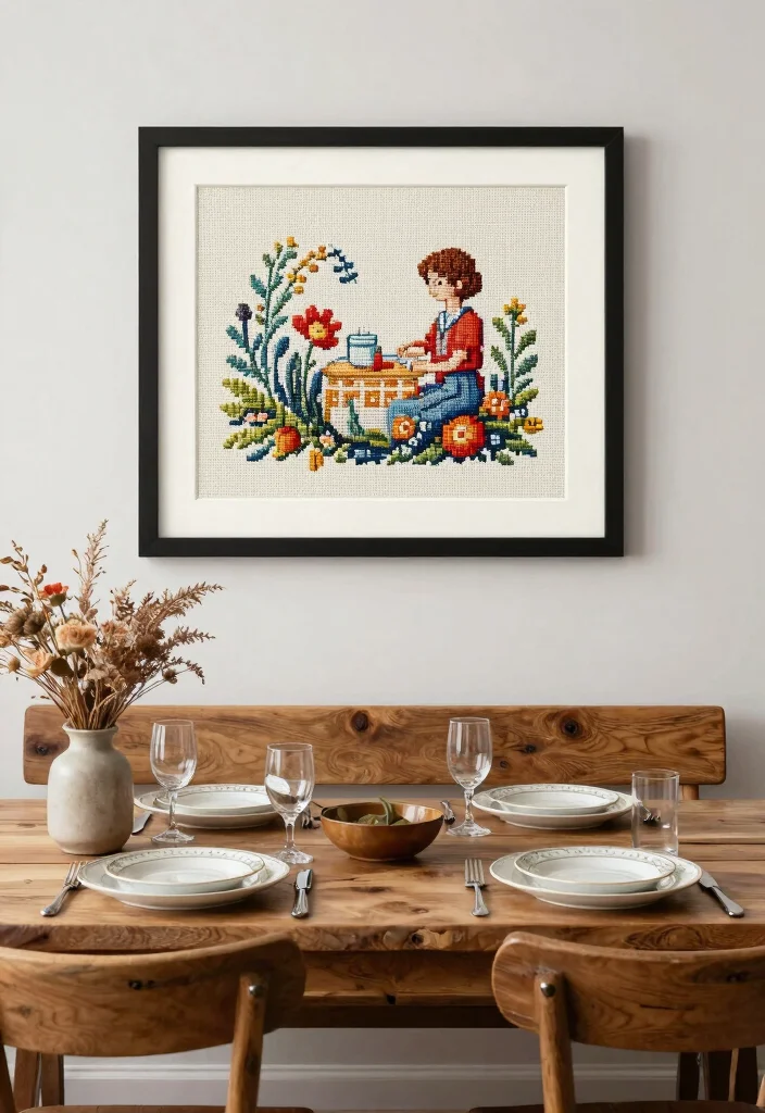 17 Cross Stitch Wall Art Ideas With Handmade Charm - 5. Vintage Textiles Revival 1