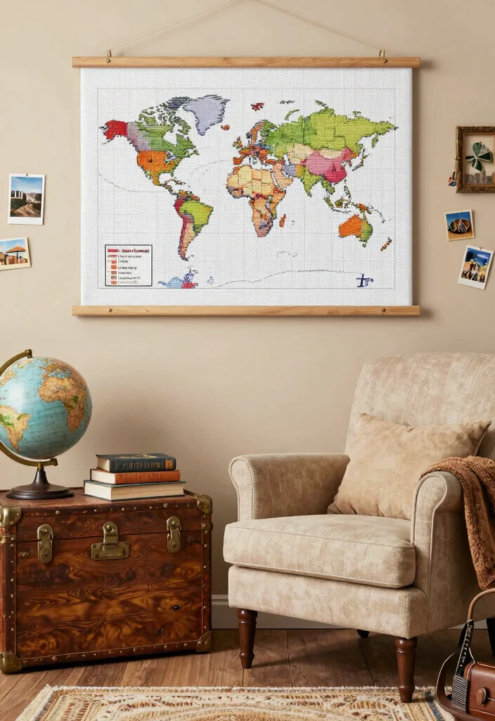 17 Cross Stitch Wall Art Ideas With Handmade Charm - 8. Travel-Inspired Art 1