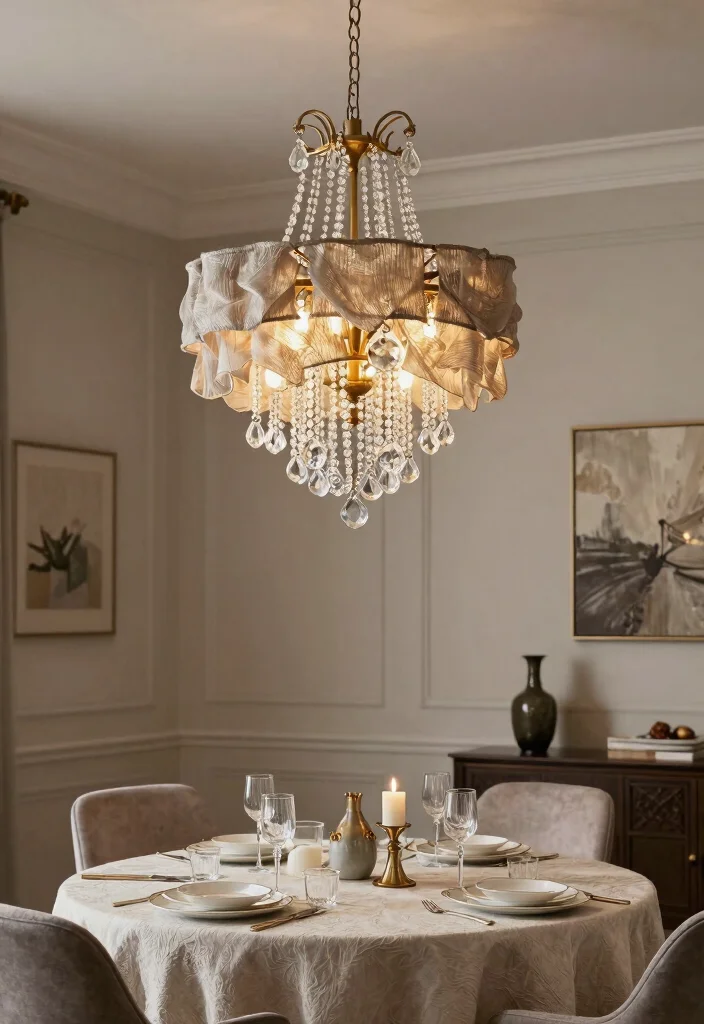 17 Modern Chandelier Dining Room Luxury Ideas With Statement Glow - 16. Luxurious Layered Textures 1