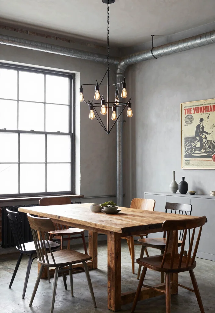 17 Modern Chandelier Dining Room Luxury Ideas With Statement Glow - 6. Industrial Chic 1