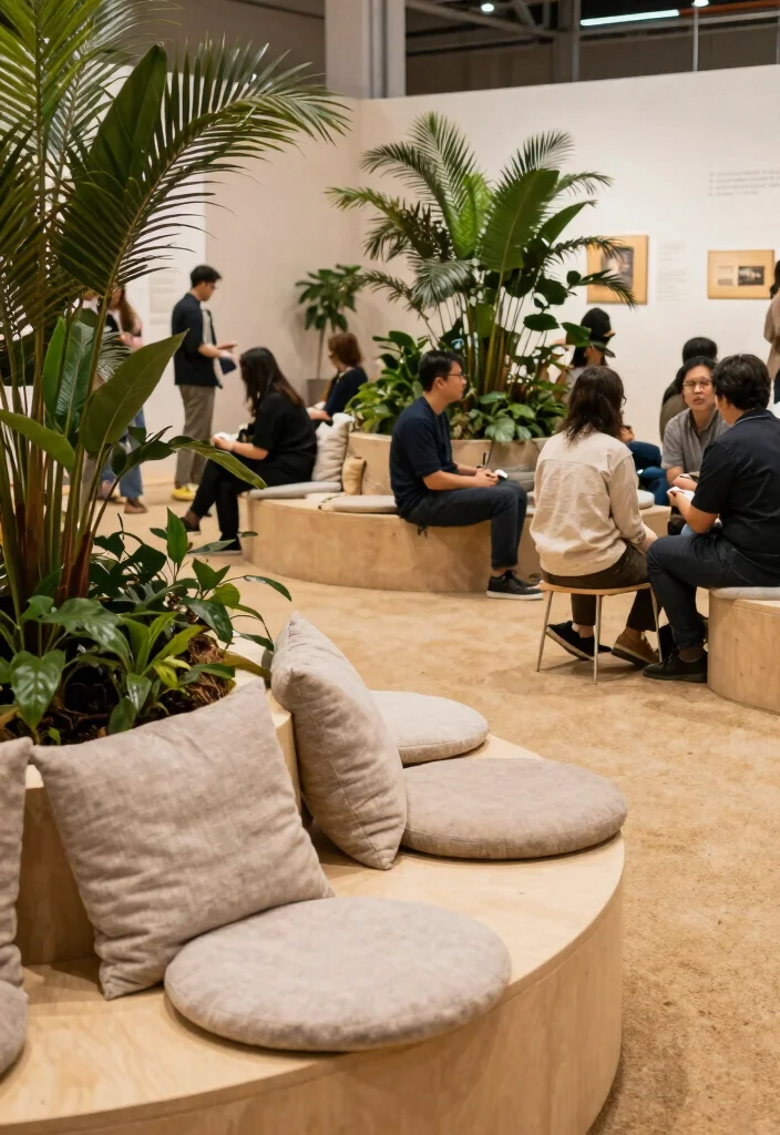 17 Stand Creativo Exposiciones Ideas That Attract Attention - 15. Mindful Seating Areas 1