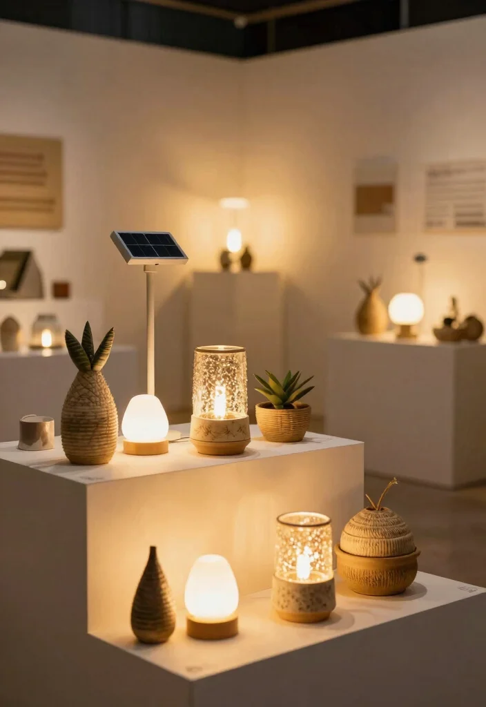 17 Stand Creativo Exposiciones Ideas That Attract Attention - 6. Eco-Friendly Lighting Solutions 1