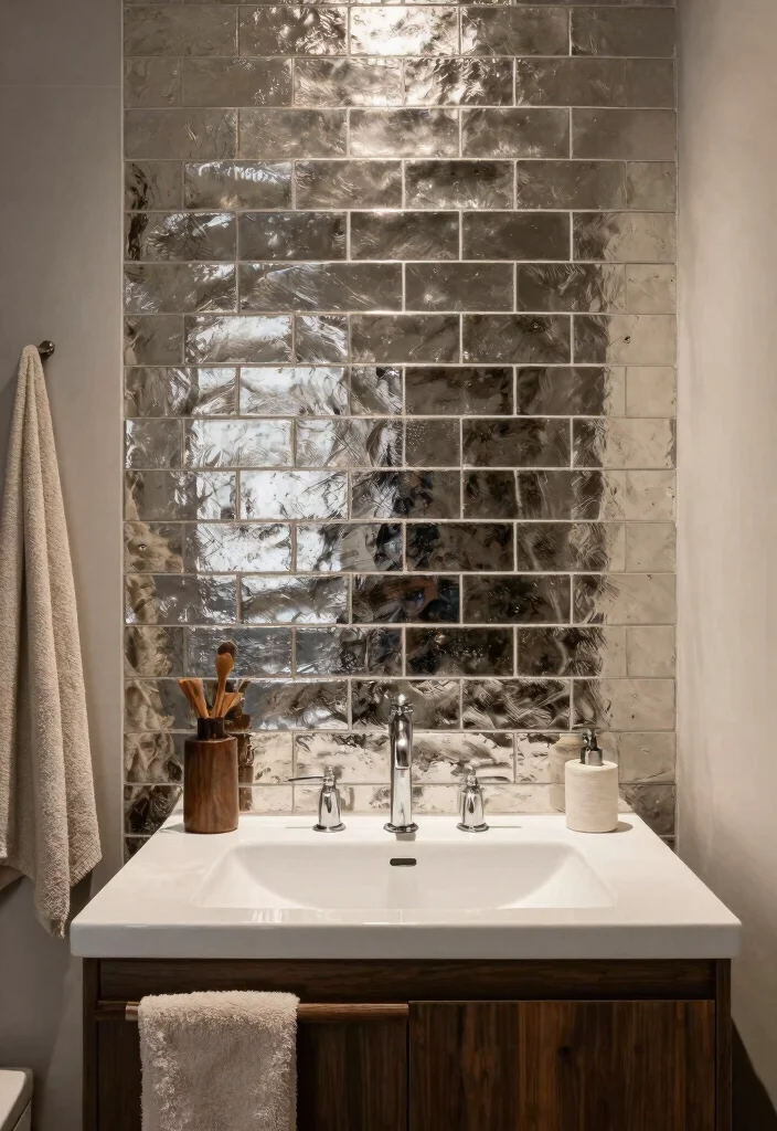 18 Ceramic Wall Art Tiles Ideas With Artistic Texture - 14. Reflective Metallic Tiles 1