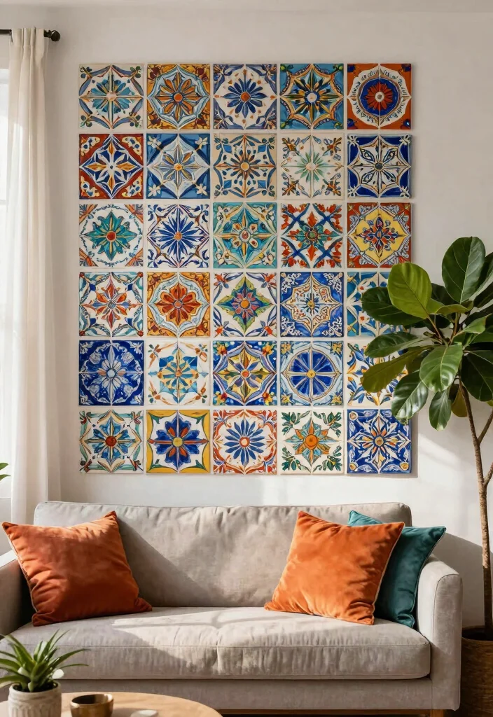 18 Ceramic Wall Art Tiles Ideas With Artistic Texture - 9. Bohemian Tapestry Tiles 1