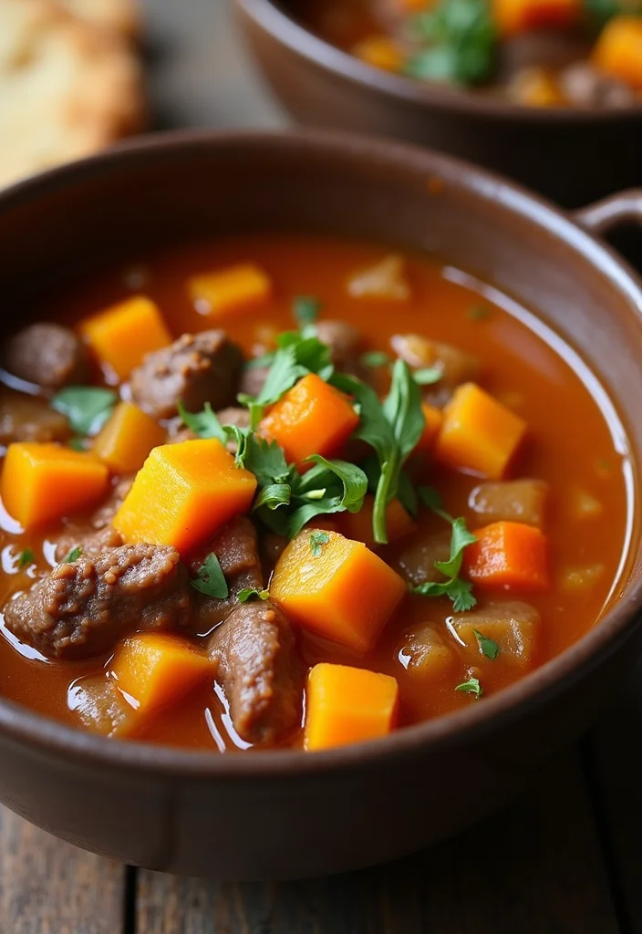 18 Comfort Food Vegetable Beef Soup Instant Pot Dishes To Warm Your Night - 10. Pumpkin and Vegetable Beef Soup 1