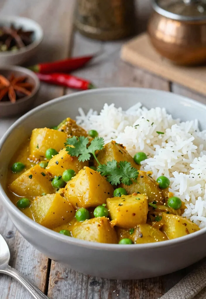 18 Creamy and Easy Crock Pot Potato Recipes for Comfort Food Lovers - 16. Potato and Pea Curry 1