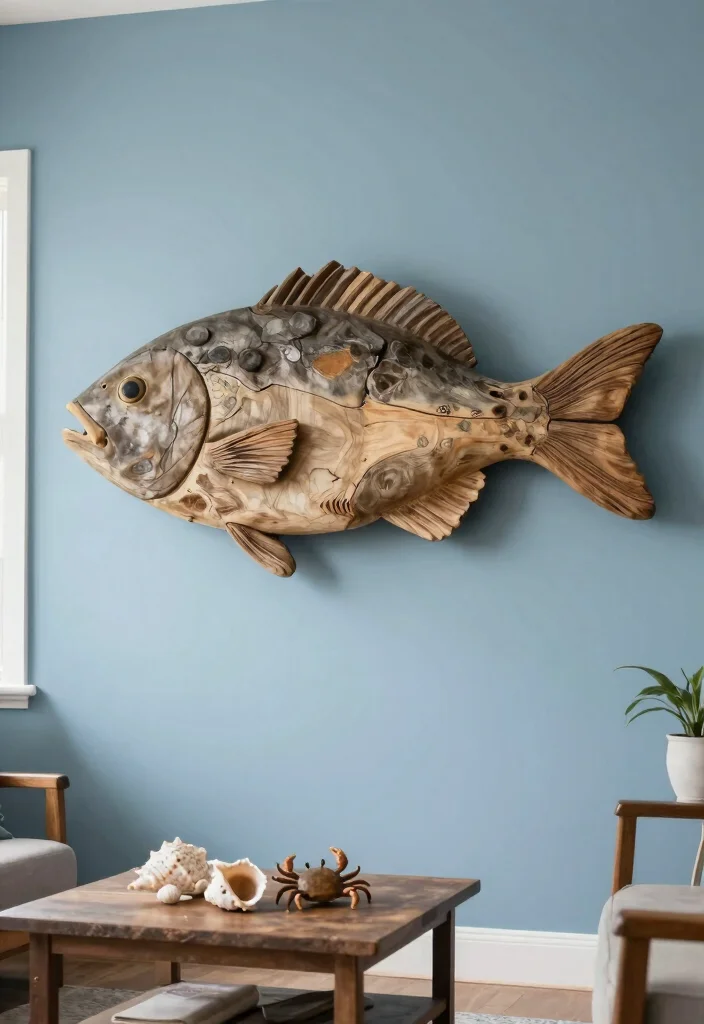 18 Fish Wall Art Ideas With Coastal Charm - 1. Driftwood Fish Art 1