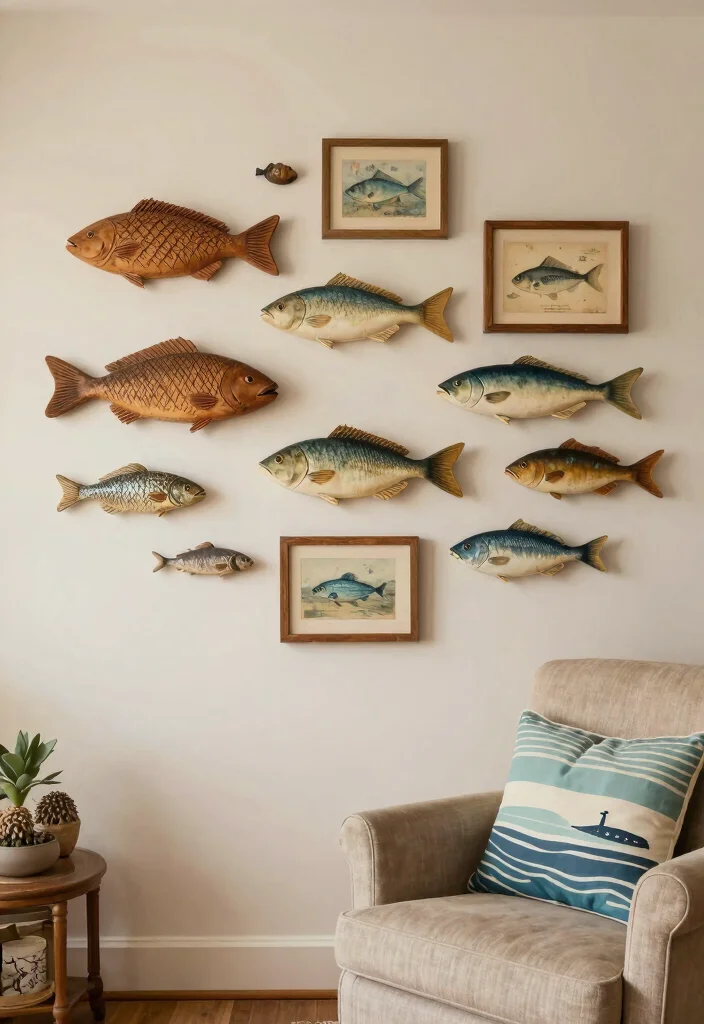 18 Fish Wall Art Ideas With Coastal Charm - 15. Rustic Fish Wall Art Collections 1