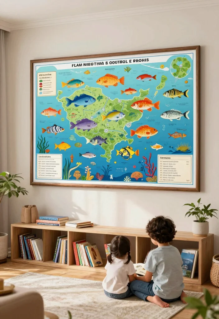 18 Fish Wall Art Ideas With Coastal Charm - 17. Interactive Fish Wall Maps 1