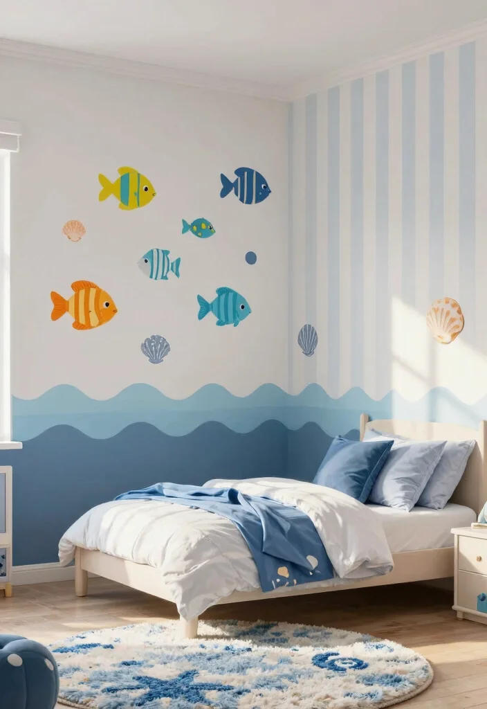 18 Fish Wall Art Ideas With Coastal Charm - 6. Nautical Wall Decals 1