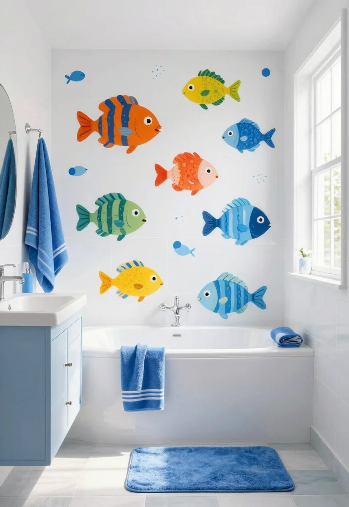 18 Fish Wall Art Ideas With Coastal Charm - 8. Whimsical Fish Art 1