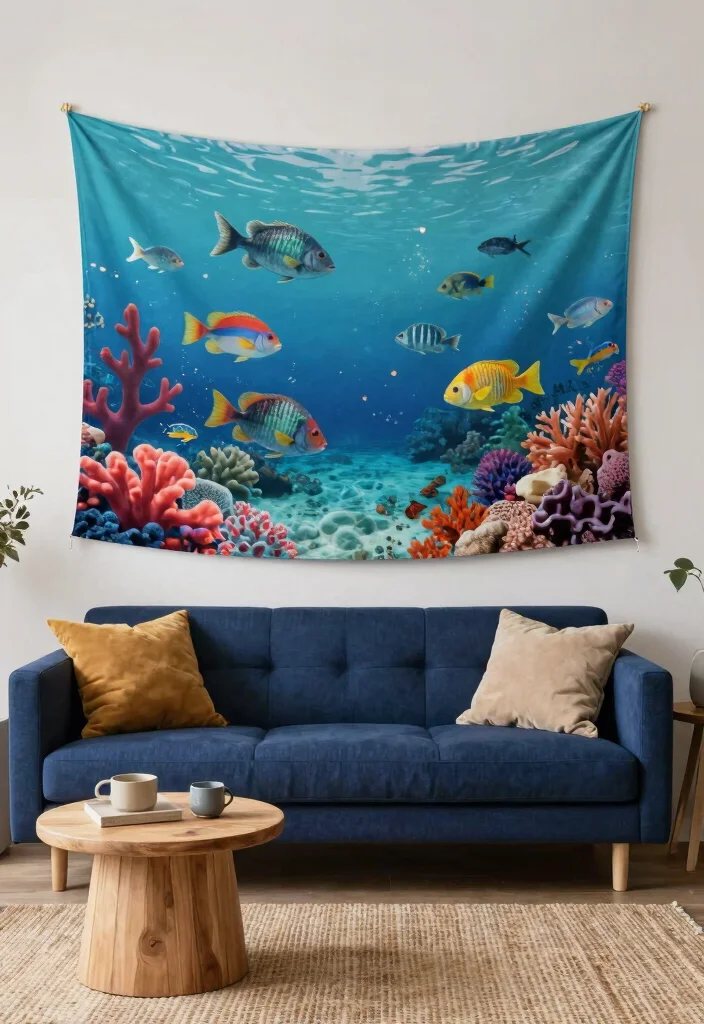 18 Fish Wall Art Ideas With Coastal Charm - 9. Coastal Fish Tapestries 1