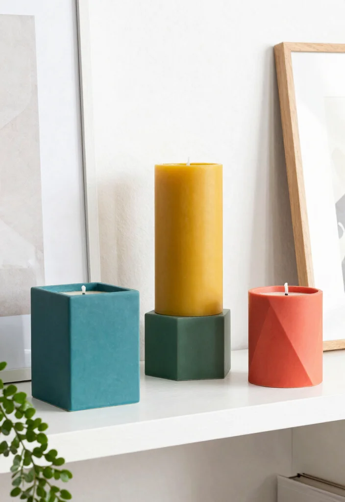 18 Geometric Candle Holder Ideas With Modern Edge - 11. Bold Color Blocking 1