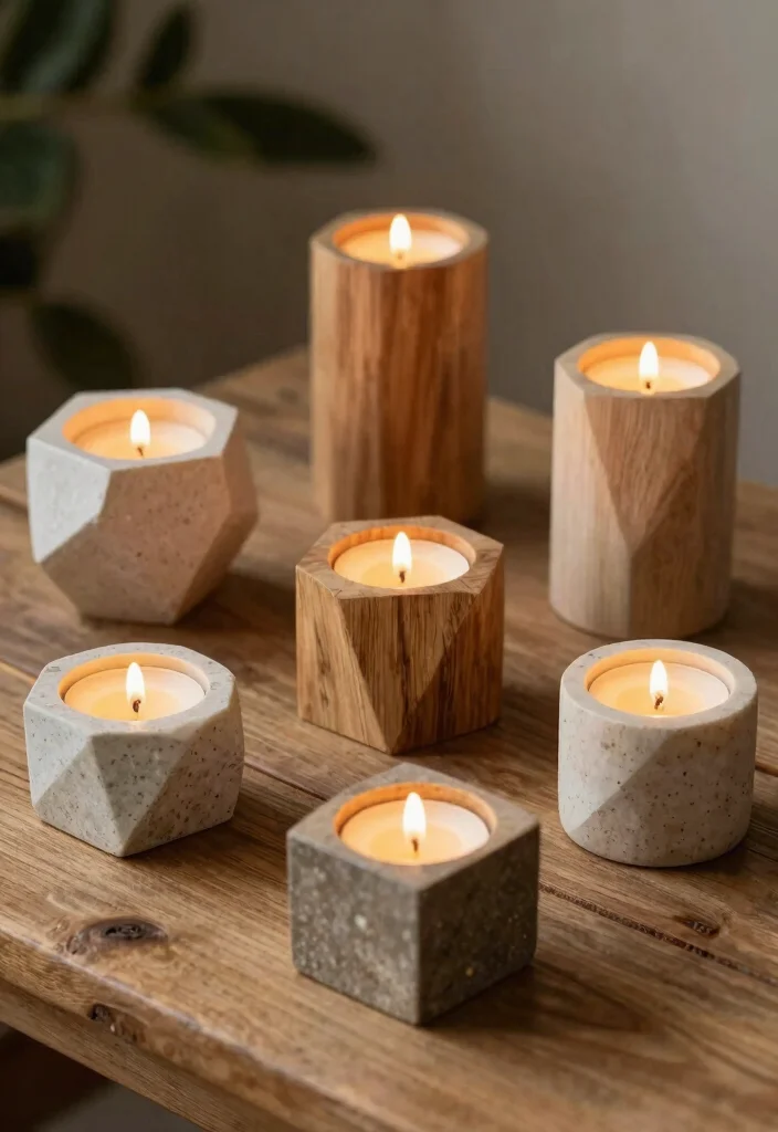 18 Geometric Candle Holder Ideas With Modern Edge - 12. Natural Textures 1