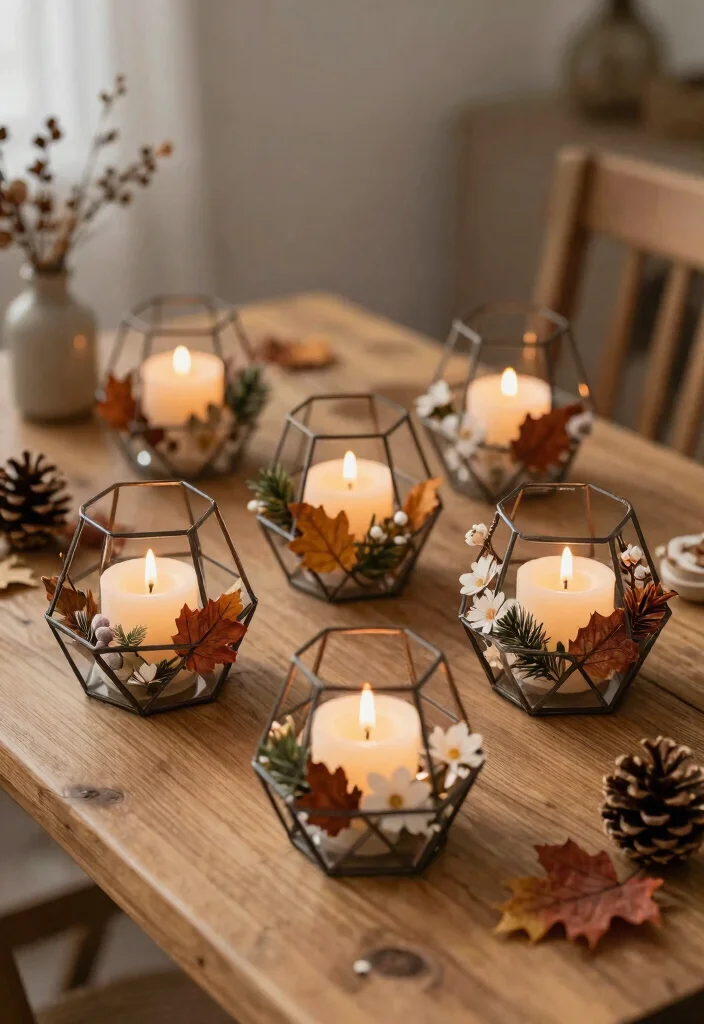 18 Geometric Candle Holder Ideas With Modern Edge - 17. Seasonal Candle Displays 1