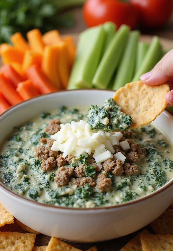 18 Rotel Dip With Ground Beef Cream Cheese Recipes Everyone Is Searching For - 7. Creamy Spinach and Beef Rotel Dip 1