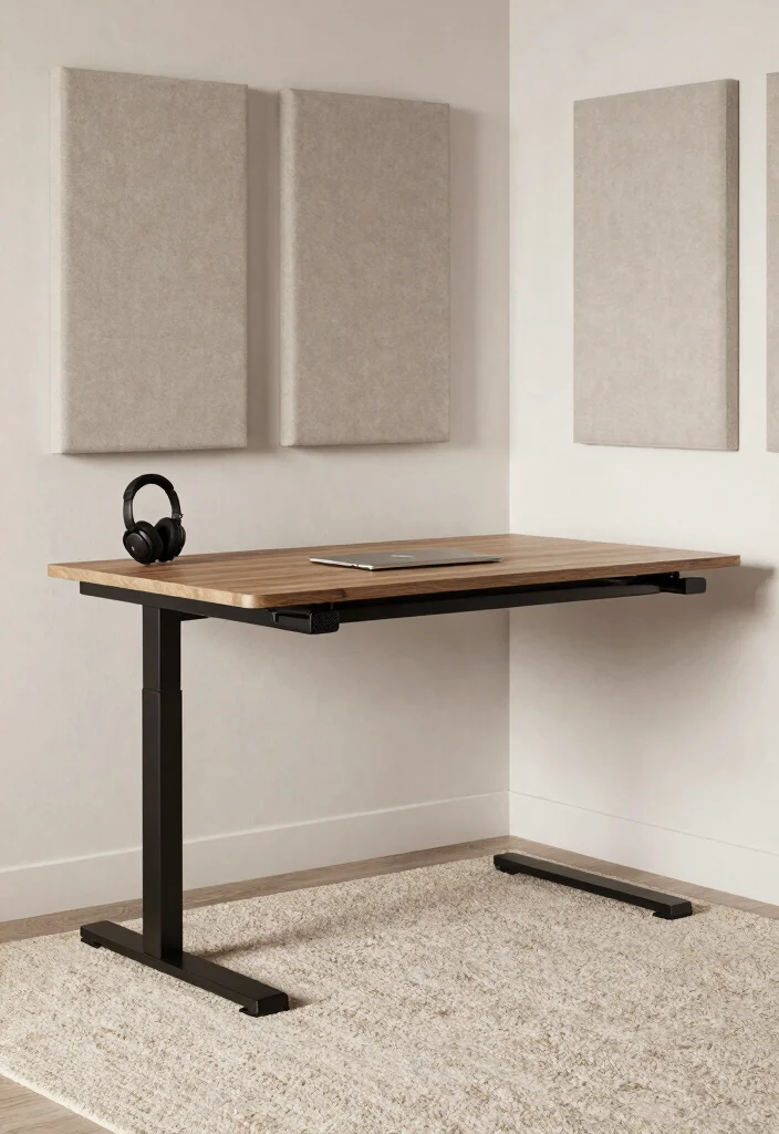 18 Stand Up Desk Home Office Ideas for a Healthier Workspace - 11. Incorporate Sound Management Solutions 1