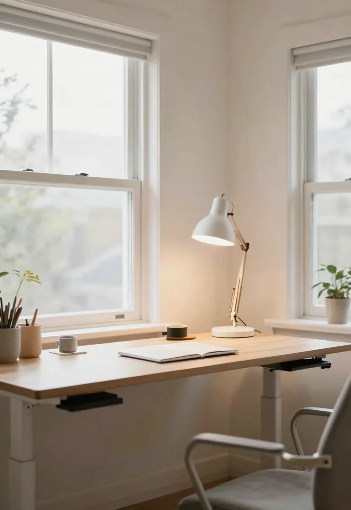 18 Stand Up Desk Home Office Ideas for a Healthier Workspace - 12. Choose Quality Lighting Solutions 1