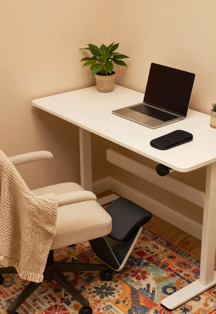 18 Stand Up Desk Home Office Ideas for a Healthier Workspace - 2. Create a Cozy Corner with Ergonomic Accessories 1