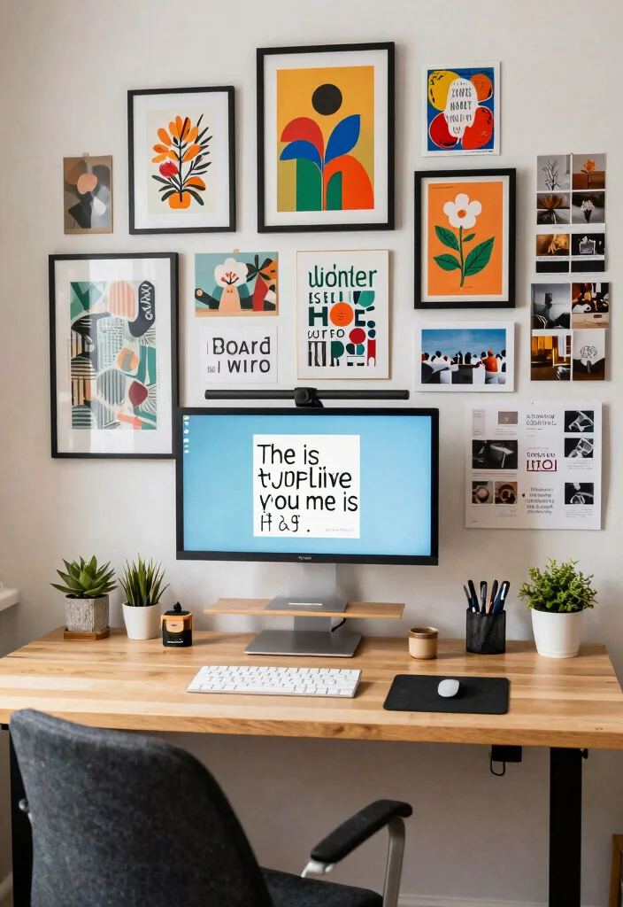 18 Stand Up Desk Home Office Ideas for a Healthier Workspace - 8. Add Personal Touches and Artwork 1