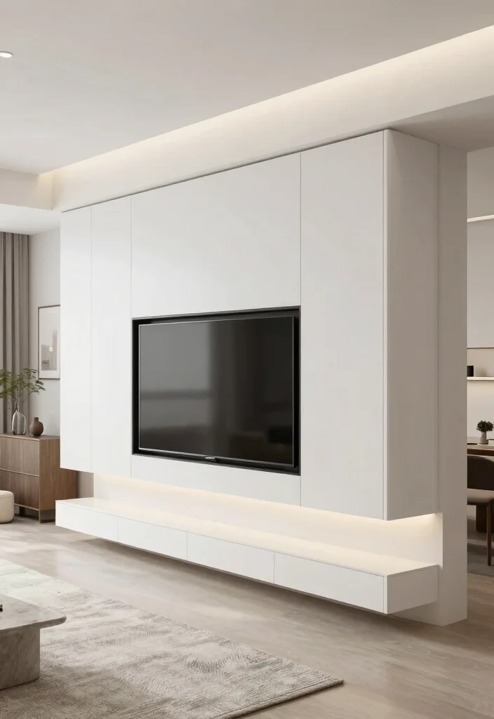18 Wardrobe With TV Unit 2026 Trending Ideas With Smart Space Saving Design - 1. Floating Wardrobe with Built-in TV Unit 1