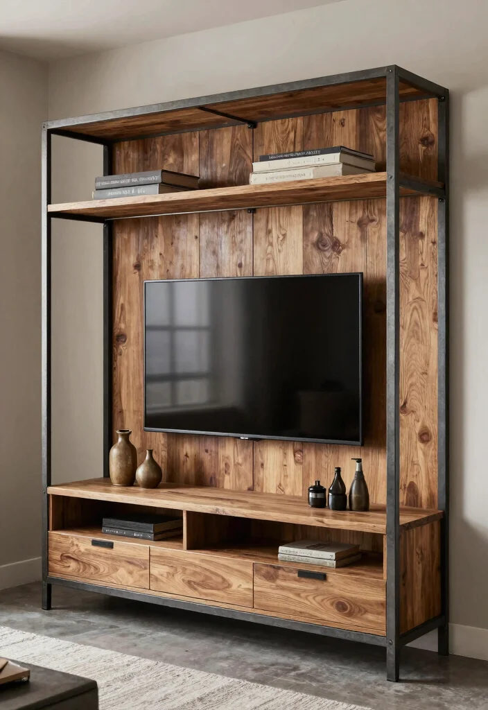 18 Wardrobe With TV Unit 2026 Trending Ideas With Smart Space Saving Design - 10. Industrial Style Wardrobe with TV Shelf 1