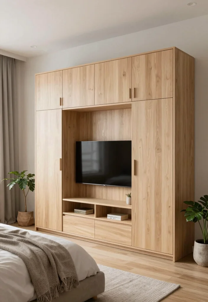 18 Wardrobe With TV Unit 2026 Trending Ideas With Smart Space Saving Design - 11. Scandinavian Inspired Wardrobe with TV Unit 1