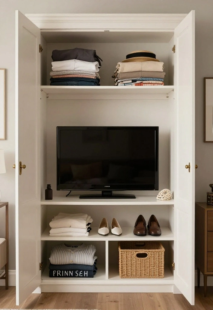 18 Wardrobe With TV Unit 2026 Trending Ideas With Smart Space Saving Design - 15. Open Wardrobe with TV Console 1