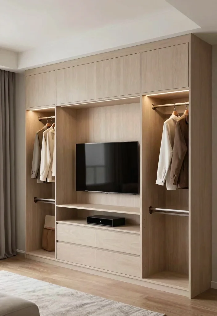 18 Wardrobe With TV Unit 2026 Trending Ideas With Smart Space Saving Design - 16. Custom Built-In Wardrobe with TV Section 1