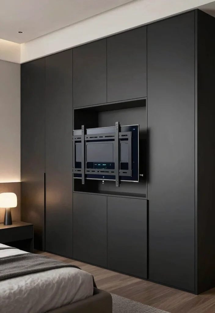 18 Wardrobe With TV Unit 2026 Trending Ideas With Smart Space Saving Design - 3. Multi-Functional Wardrobe with Extendable TV Mount 1