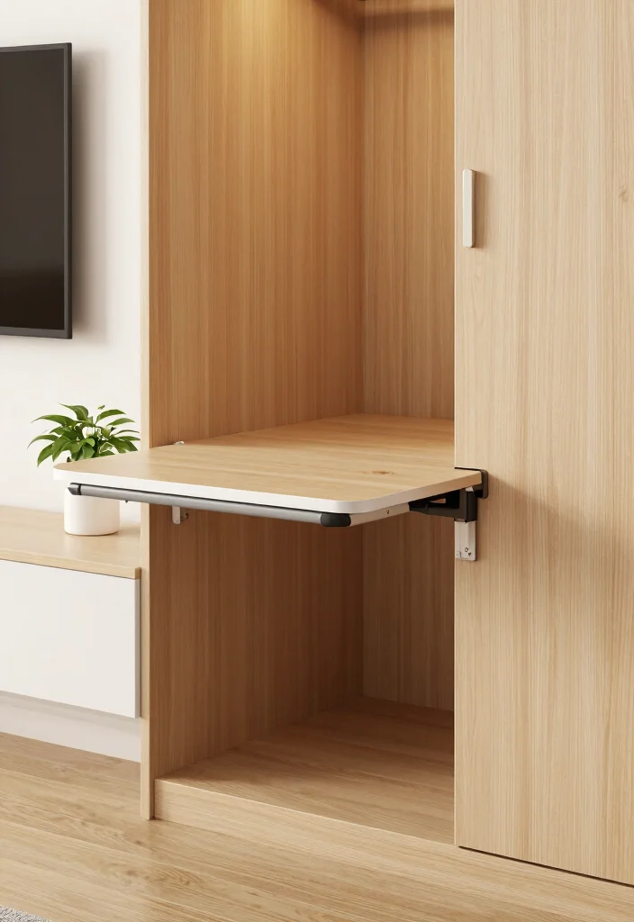 18 Wardrobe With TV Unit 2026 Trending Ideas With Smart Space Saving Design - 5. Wardrobe with TV Unit and Folding Table 1