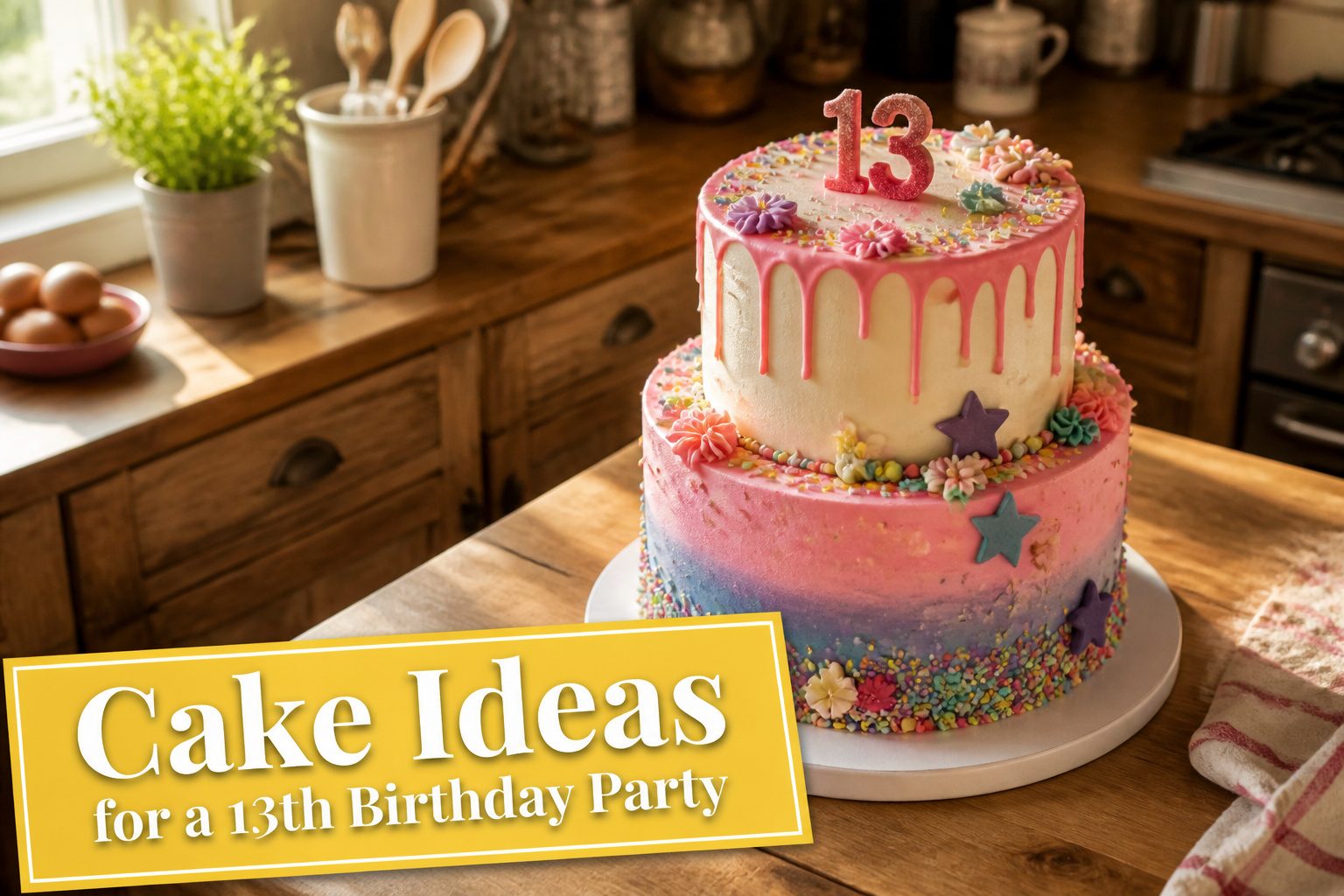 Various cakes in bright colors displayed on a party table.