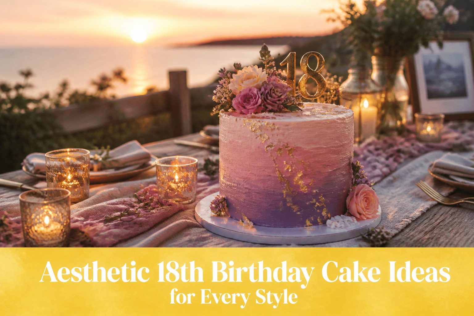 Various aesthetic 18th birthday cakes in different styles and colors.