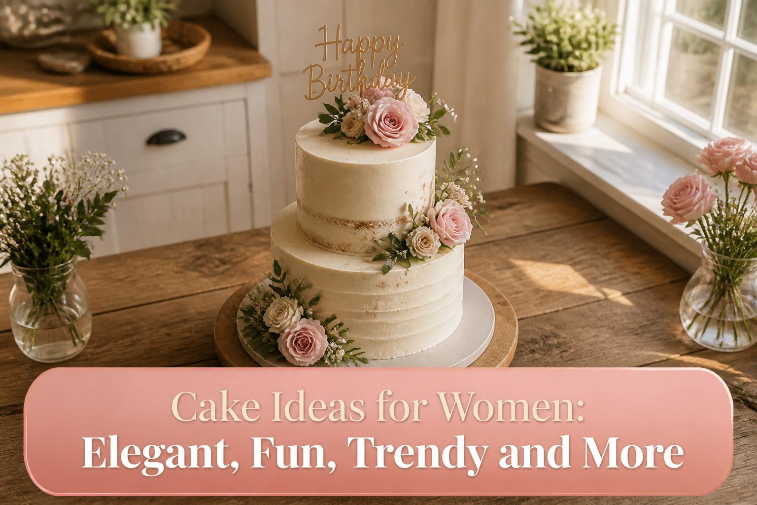 A variety of cakes displayed, featuring different styles and decorations.