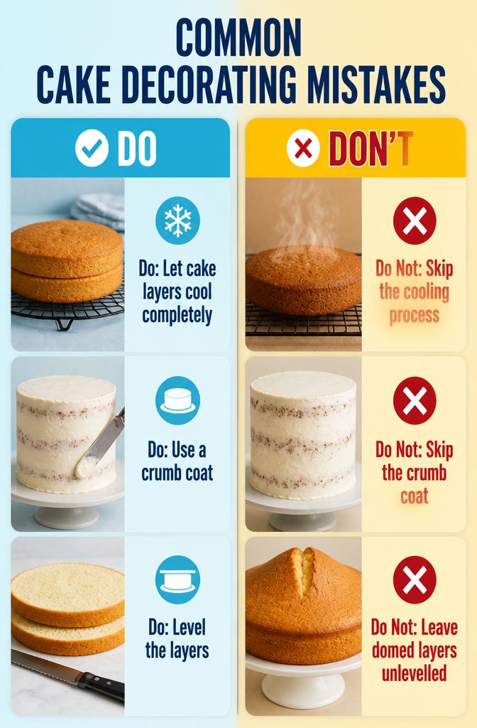 Cake Decorating for Beginners: Step-by-Step Recipe and Guide 6 Information on common cake decorating mistakes and tips to avoid them.