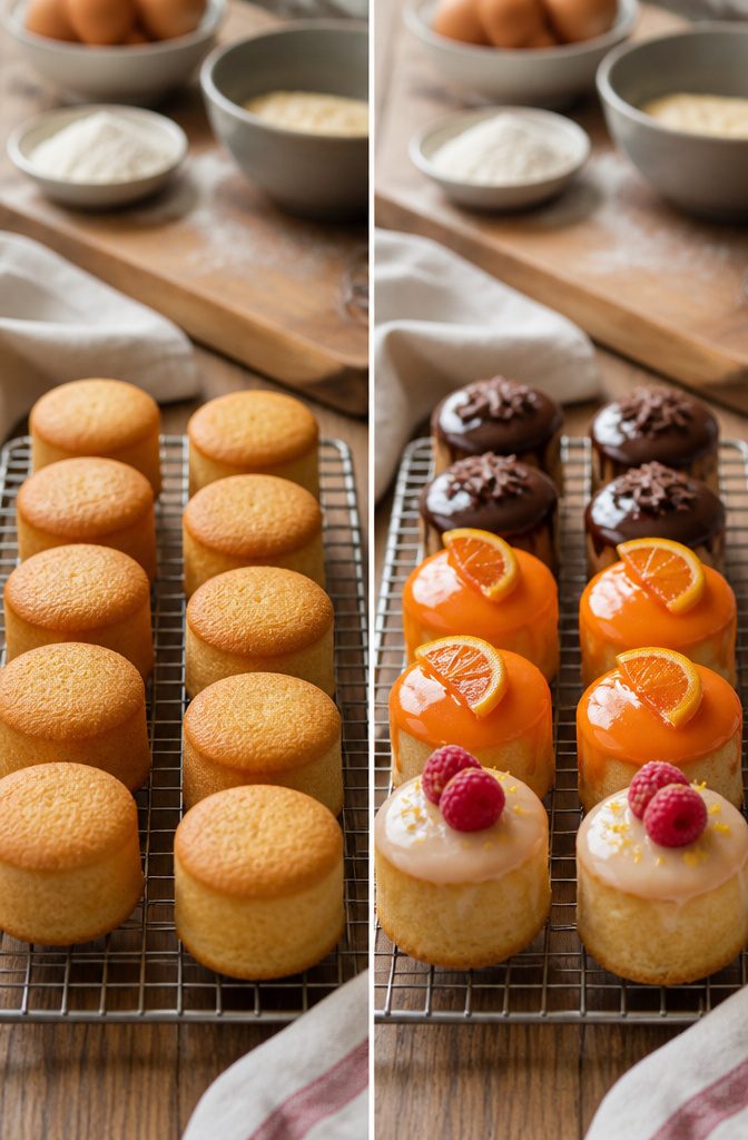 Flavor variations for mini cake recipe including chocolate and lemon.