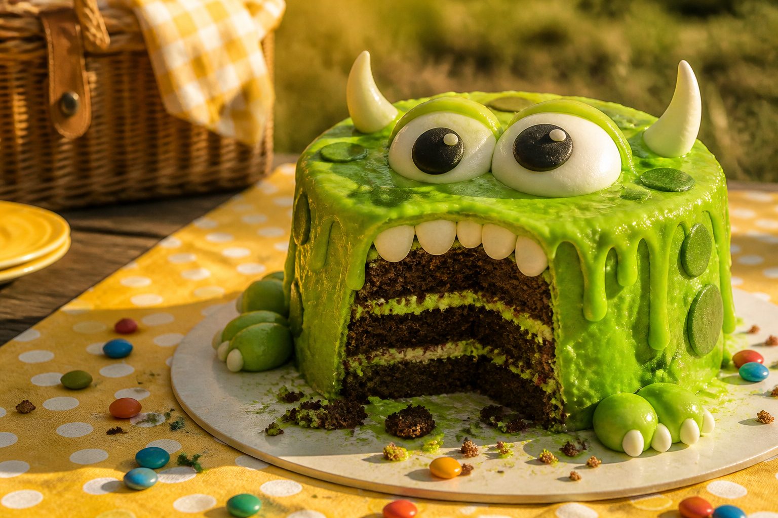 Various funny cake decorating ideas displayed together.