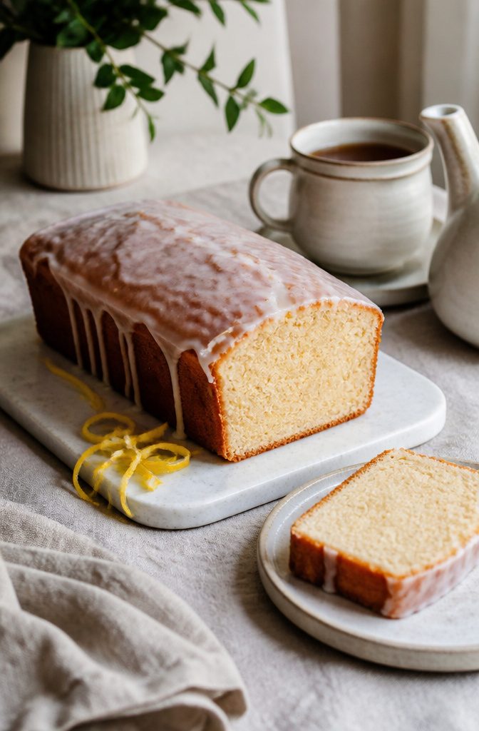 18 Simple Cake Designs Anyone Can Make at Home 19 Loaf-shaped tea cake with a thin glaze on top.