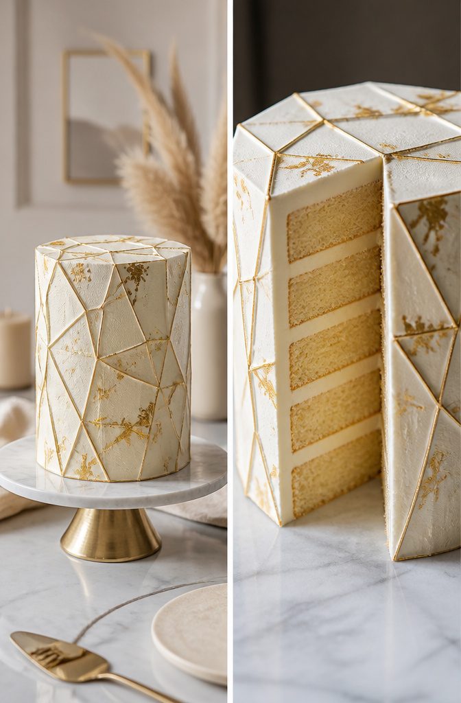 3D Birthday Cake Recipe with Buttercream Steps 5 A completed 3D birthday cake set against a neutral background.